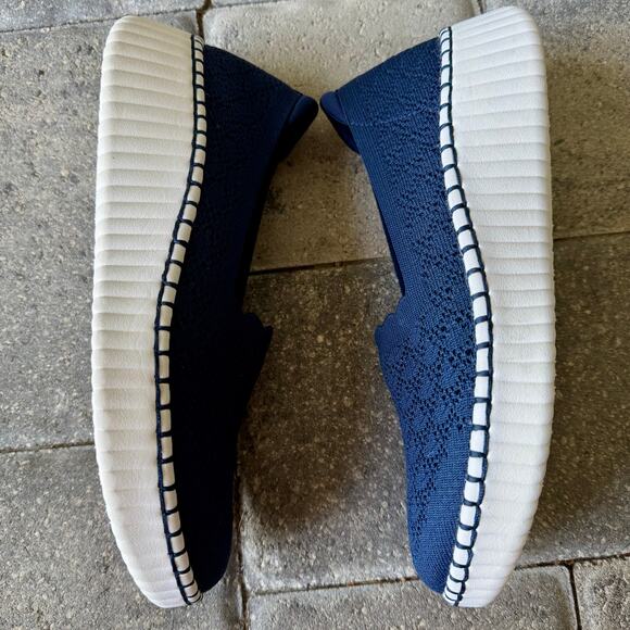 Skechers Whilshire Blvd Blue Memory Foam Comfort Shoes 7.5 Stretch Crochet Knit - Picture 6 of 11